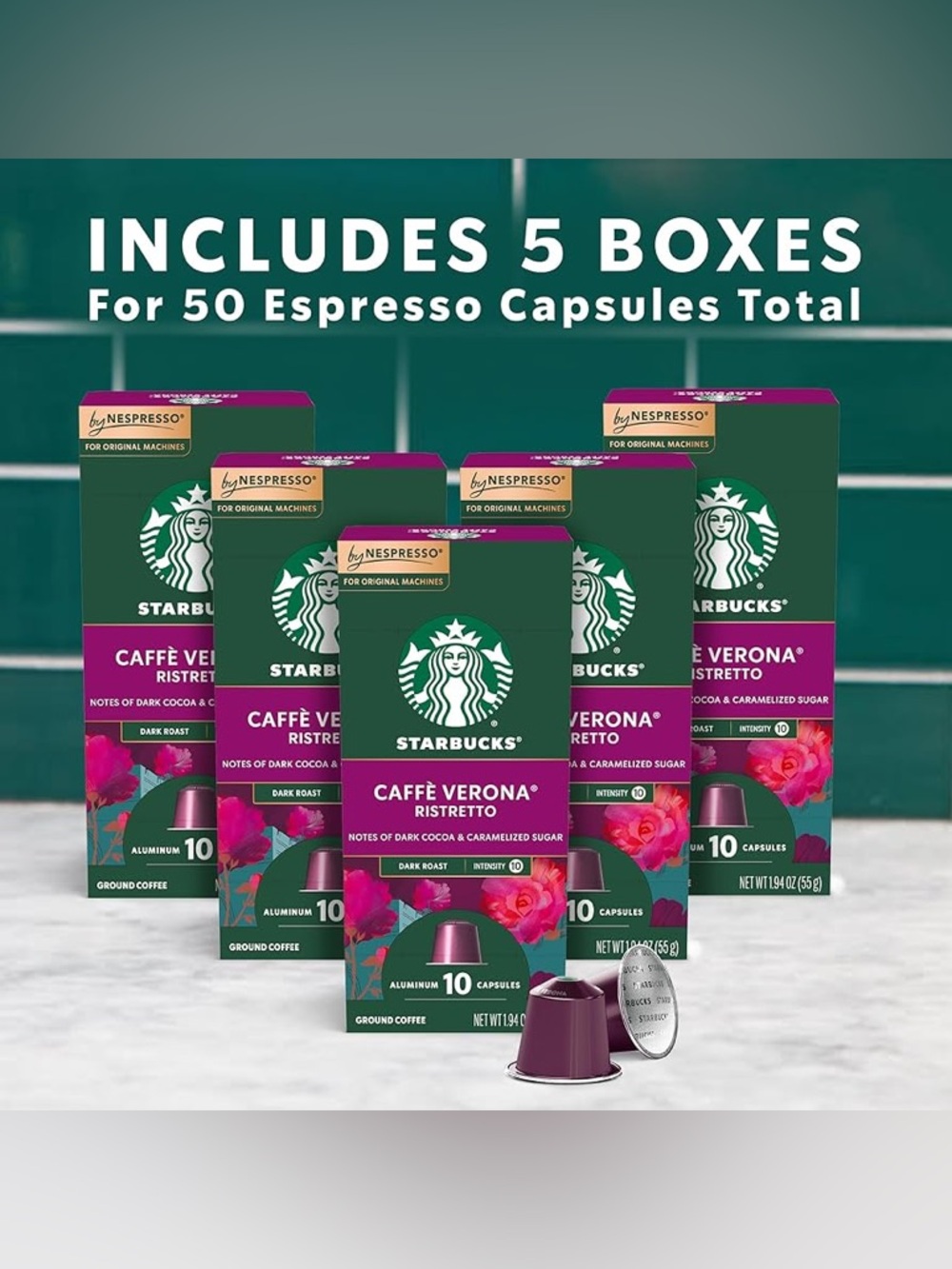 Starbucks Cafe Verona pods for Nespresso original machines 5 boxes-50 coun